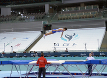 Bakıda batut gimnastikası üzrə Dünya Kubokunda iştirak edəcək idmançıların podium məşqləri. Azərbaycan, 4 mart, 2016